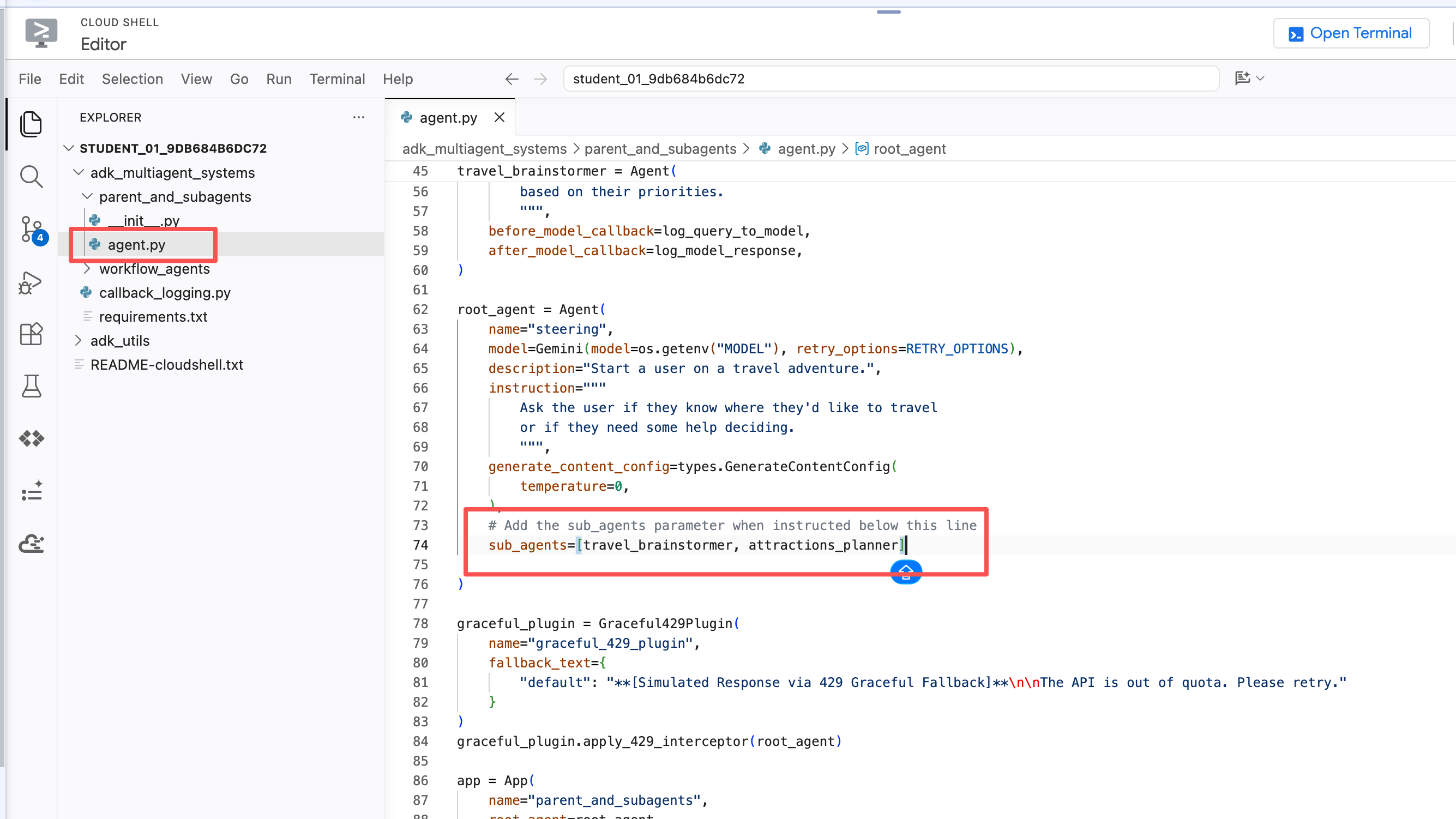 在 agent.py 的 root_agent 中加入 sub_agents